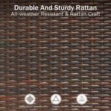 PHI VILLA 5 Piece Outdoor Dining Set with Umbrella, 37" Square Metal Dining Table & Cushioned Rattan Chairs with 10ft Blue Umbrella for Patio, Deck, Yard, Porch PHI VILLA