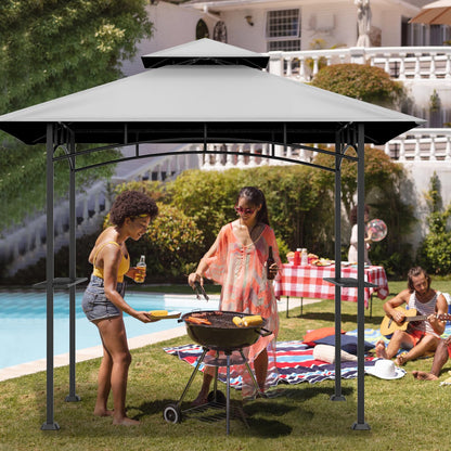 COVBOARD Grill Gazebo Replacement Top, 5 * 8 Outdoor BBQ Gazebo Top Cover, Double Layer BBQ Gazebo Top Canopy for Model #L-GG001PST-F(Gary)