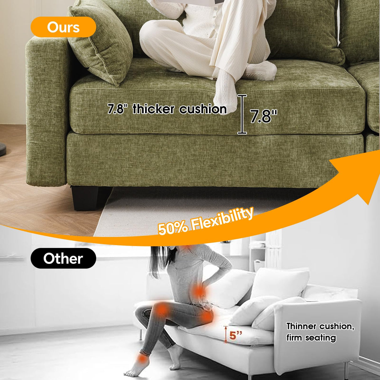 liuyefisher 53'' Loveseat Sofa with All Seats Storage, Modular Sectional Couch with Deep Seat,Oversized Comfy Couch with Throw Pillows,Single Sofa Chair for Living Room,Bedroom,Chenille,Green liuyefisher