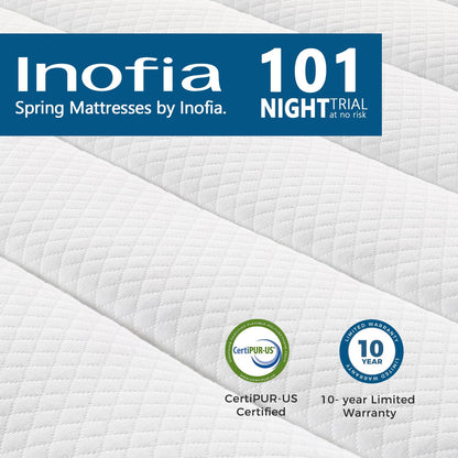 Inofia Full Mattress, 12 Inch Hybrid Innerspring Full Mattress Cool Bed with Breathable Soft Knitted Fabric Cover, 101 Nights Trial, Full Size