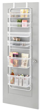 Whitmor Over The Door Organizer - 6 Sections - Pantry, Bathroom, Accessory Organizer - Metal and Mesh - White Whitmor
