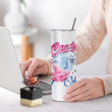 AGH 4PCS Sublimation Glitter Tumblers 20 oz Skinny Straight White 20oz Blanks Stainless Steel Cup with Lid & Metal Straw & Shrink Wrap & Brush AGH