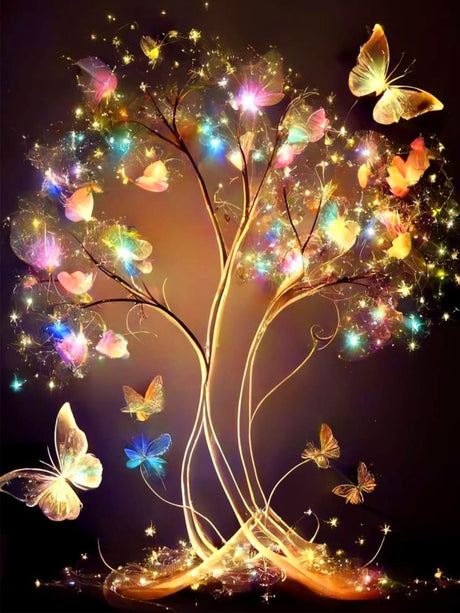 Glitter Tree Diamond Painting Kits for Beginner - 5D Glow in The Dark Tree Diamond Art Kits for Adults, DIY Trees of Life Round Diamond Painting Gem Art Crafts, for Home Decor Walls Gifts 12X16Inch Xylogist