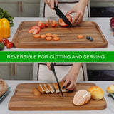 Acacia Wood Cutting Board for Kitchen - Caperci Organic Wooden Chopping Serving Board with Deep Juice Groove for Meat (Butcher Block) Veggies, Fruit and Cheese, 17 x 12" Caperci