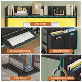 UPOSOJA L Shaped Gaming Desk with Keyboard Tray, Reversible Computer Desk with Power Outlet, Corner Home Office Desks, Mobile File Cabinet Storage Shelves Monitor Stand Drawers (Black, 67in) UPOSOJA