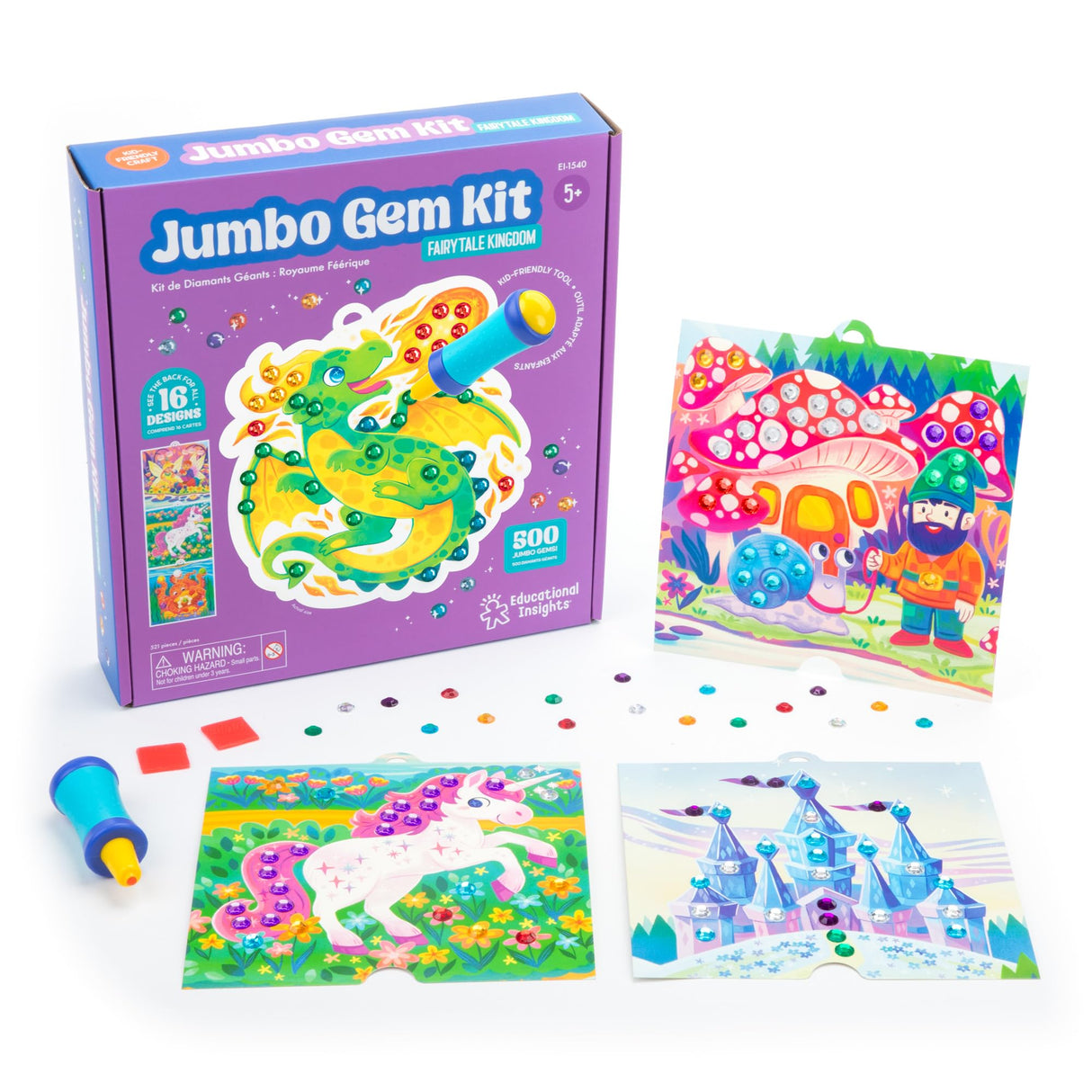 Educational Insights Jumbo Gem Kit - Arts and Crafts for Kids, Toddler Art Supplies, Toddler DIY Sensory Activity, Easter Basket Stuffers, Gift for Girls and Boys Ages 5+ Educational Insights