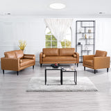 Naomi Home Genuine Leather Upholstered Sofa Set - Revel in Exquisite Leather Opulence - Unparalleled Luxury Mid-Century Leather Chair/Loveseat/Sofa Tan Naomi Home
