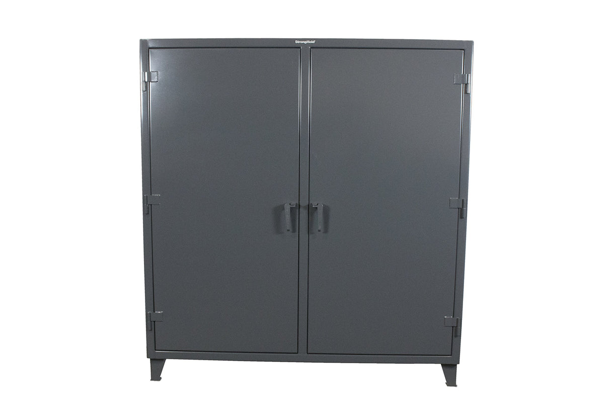 Strong Hold, 60" W x 24" D x 78" H, Industrial Cabinet, Heavy-Duty, Welded and Assembled, 12-GA Steel, Independent Locking Doors, 4 Adjustable Strong Hold