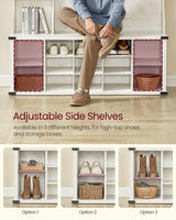 VASAGLE Hall Tree with Bench and Shoe Storage, Coat Rack with Shoe Bench, Entryway Furniture, 20 Open Compartments, 6 Tri-Hooks, Farmfouse Style, Space Saving, Rustic White UHSR440W01 VASAGLE