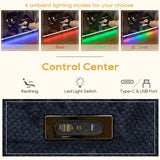 IPKIG Power Loveseat Recliner Sofa with Flip-Up Backrest Console, Drawer, AC Outlet, LED Light, Bluetooth Speakers, Wall Hugger Recliners for Living Room, RV, Home Theater (Navy Blue, Loveseat) IPKIG