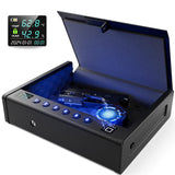 Grimtron Biometric Fingerprint Pistol Safe for Handguns with LCD Display, Quick Access, Temperature & Humidity Control, Mountable Bedside Gun Safe for Car, Nightstand, and Cloakroom Grimtron