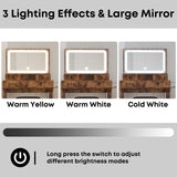 LIKIMIO Vanity Desk with LED Lighted Mirror & Power Outlet & 4 Drawers, Dressing Makeup Table Set with Storage Stool and Hair Dryer Stand, Vintage LIKIMIO