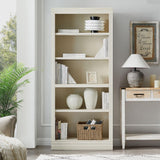 JAHRSTIM 5-Tier Adjustable Bookshelf in Cream - Versatile Storage Organizer for Home and Office JAHRSTIM