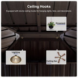 PURPLE LEAF 10' X 12' Hardtop Gazebo Canopy with Netting and Curtains for Outdoor Deck Backyard Heavy Duty Sunshade Outside Metal Patio Permanent Pavilion PURPLE LEAF