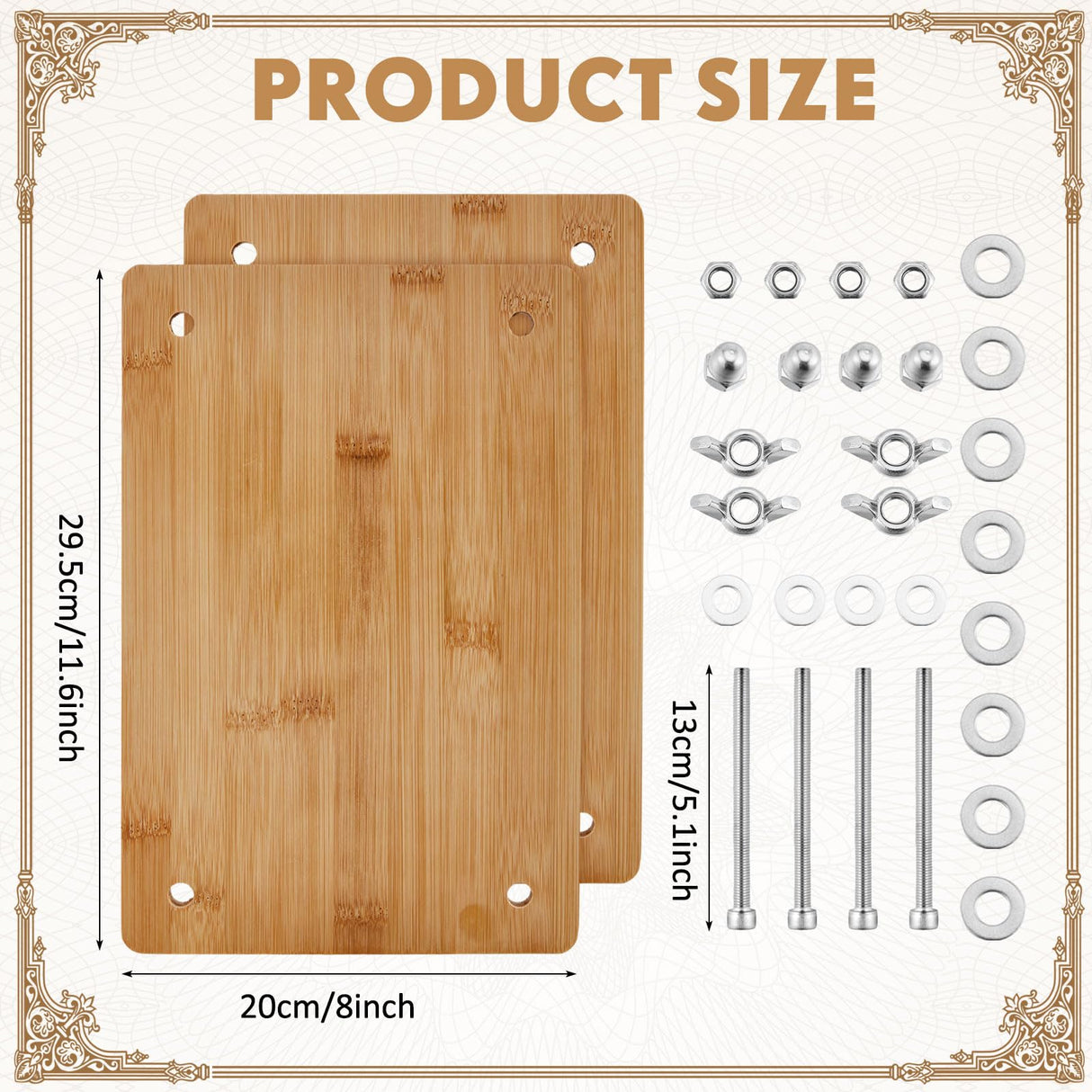 DoubleFill Book Binding Kits Book Press 11.6”x 7.9” Bamboo Wood Bookbinding Tools Set with Real Bone Folder Awl Large Eye Needles Wax Thread Cloth for Beginners DIY Bookbinding Supplies DoubleFill