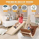 NEOCOZY Pikler Triangle Set with Cushion, Arch and Slide, Toddler Climbing Toys Indoor Playground, Montessori Climbing Set, Indoor Jungle Gym, Wooden Pickler-3 Piece Climbing Gym for Kids 2-6yr NEOCOZY