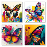 4 Pack Paint by Numbers Kit for Kids, Girls Color by Number Painting Kits for Kids Ages 8-12 Butterfly Paint by Numbers with Framed Canvas Children DIY Paints by Number Kits for Beginners 8x8 Inch AILIBUT