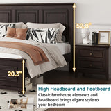 Mirightone Farmhouse King Bed Frame with Tall Headboard, Wood Platform Bed and Footboard, Mid-Centery Rustic King Panel Beds with Slats Support, No Box Spring Needed, Rustic Brown Mirightone