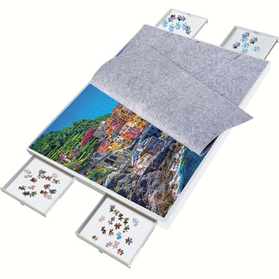 BZseed 1500 Pieces Puzzle Board with Drawers and Cover， Lightweight Design Puzzle Tables for Adults with Drawers