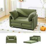 51" Convertible Loveseat Sofa Bed, 2 in1 Folding Sofa Bed, Loveseat Sleeper Sofa for Small Spaces, Fold Out Floor Couch with 2 Pillows for Apartment, Living Room & Guest Room, Green Chenille Fabric Myroyalsit