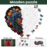 Ruikiyart Wooden Puzzles for Adults Lovers Mandala Heart Jigsaw Puzzles 500Pcs Unique Shapes Puzzles Great Gift for Adults and Couples on Valentine's Day,Women's Day,Thanksgiving 15.3x16.9 Inches Ruikiyart