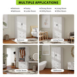 Keloyid Armoire Wardrobe Closet: Wood White Bedroom Armoire Storage Cabinet for Large Capacity with 2 Doors, Tall Armoire and Wardrobe Closet with 2 Drawers & Hanging Rail Keloyid