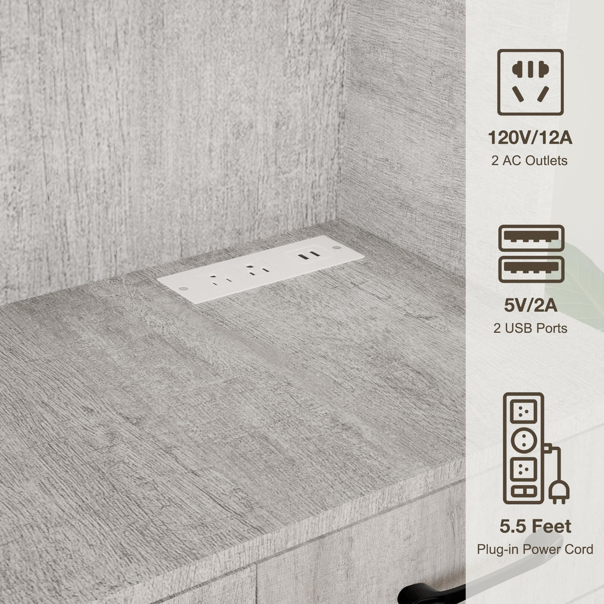 Azaeahom 71" Pantry Cabinet with Charging Station, Kitchen Storage Cabinet with Microwave Stand, 8-Zone Organization, 2 Smooth-Glide Drawers, Open Countertop for Dining, Kitchen, Living Room (Gray) Azaeahom