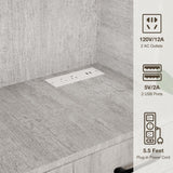 Azaeahom 71" Pantry Cabinet with Charging Station, Kitchen Storage Cabinet with Microwave Stand, 8-Zone Organization, 2 Smooth-Glide Drawers, Open Countertop for Dining, Kitchen, Living Room (Gray) Azaeahom