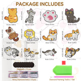 Vcekract 12 PCS Diamond Art Kits for Adults, Diamond Art Refrigerator Magnets, Cat Diamond Art Kits, Diamond Painting Kits for Home Decor Vcekract
