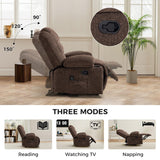 HAOMARKETS Classic Manual Recliner with Massage and Heat for Adults, Breathable Fabric Recliners with Two Cup Holders, Overstuffed Heavy Duty Reclining for Living Room, Brown HAOMARKETS