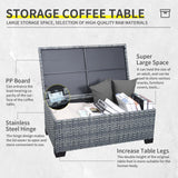 Lviden 5 Piece Wicker Patio Furniture Sets Outdoor Conversation Set, PE Rattan Sectional Sofa Couch with Storage Table and Non-Slip Grey Cushions, Furniture Covers Included Lviden