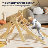 BlueWood 2025 8 in 1 Pikler Triangle Climbing Set Toddler Toys Indoor Baby Jungle Gym Climber Playground for Kids - Natural Wood BlueWood