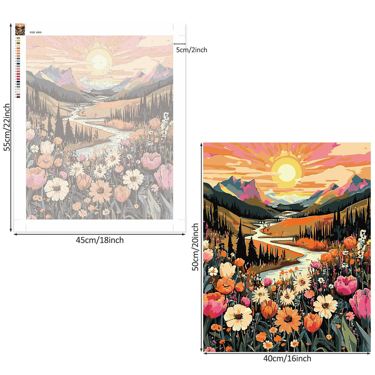 Lxmsja Mountains Paint by Numbers Kit for Adults, Sunset Acrylic Paint by Numbers for Adults Beginner, DIY Craft Supplies Oil Painting Kits for Home Wall Decor 16x20 inch (No Frame) Lxmsja