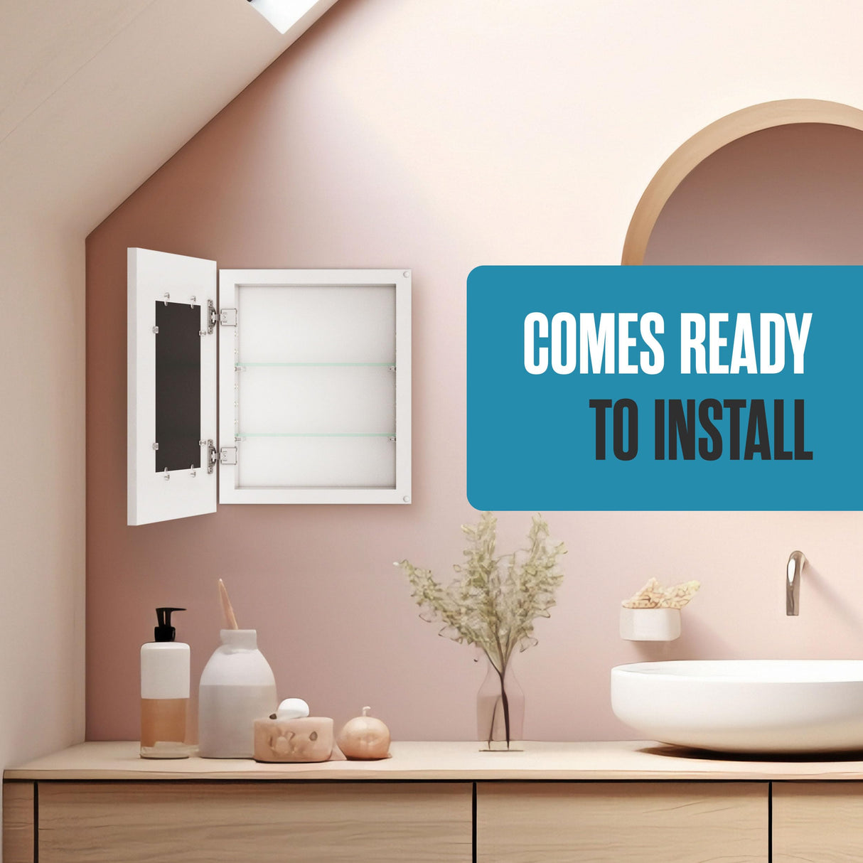 Houseables Medicine Cabinet No Mirror, Recessed Medicine Cabinet, Hidden in Wall Niche, Without Mirror, Picture Frame, Concealed, Built in, Between Stud Shelf Insert, Bathroom Storage, 12x15 (14x17) Houseables