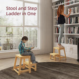 BEKVEM Bamboo Folding Step Stool with Sturdy Structure and Wide Stepping Surface for Safety, Multi-Purpose Foldable Step Stool, Step Ladder for Bathroom,Bedroom,Kitchen Step Stools for Adults 350 lbs BEKVEM