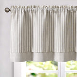 jinchan Linen Valance Curtain Striped Valance for Windows 18 Inch Blackout Kitchen Curtain Farmhouse Double Layer for Living Room Ticking Rod Pocket 1 Panel Taupe Grey on Linen jinchan