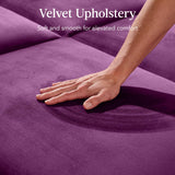 Best Choice Products 77" Mid Century Modern Velvet Loveseat Sofa, Couch, Convertible Sofa Sleeper Bed w/Real Wood, Removable Armrest - Plum Best Choice Products