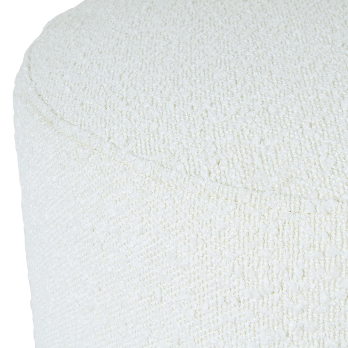 Spatial Order Bouclé Ottoman with Wooden Base – 22” Round Upholstered Footrest, Cream Textural Fabric, Modern Accent Stool for Living Room & Bedroom Spatial Order