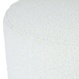 Spatial Order Bouclé Ottoman with Wooden Base – 22” Round Upholstered Footrest, Cream Textural Fabric, Modern Accent Stool for Living Room & Bedroom Spatial Order