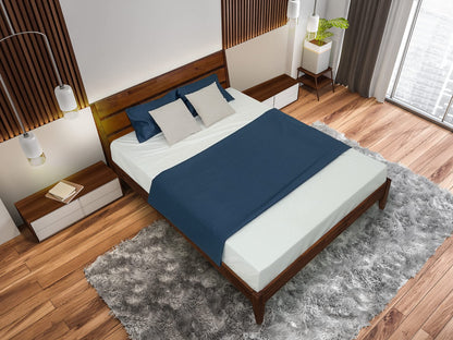 Acacia Emery Bed Frame with Headboard Solid Wood Platform Bed, King Size Bed Frame, Unique Design Contemporary Signature Wood Bed Compatible with All Mattresses, Non-Slip and Noise-Free, Chocolate