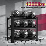 Huhaneon Garage Shelves Heavy Duty - 36''W 1,200Lbs Metal Adjustable Storage Shelving Rack Units for Warehouse Basement Pantry Kitchen 36" W x 16" D x 36" H 3 Tier Black Huhaneon