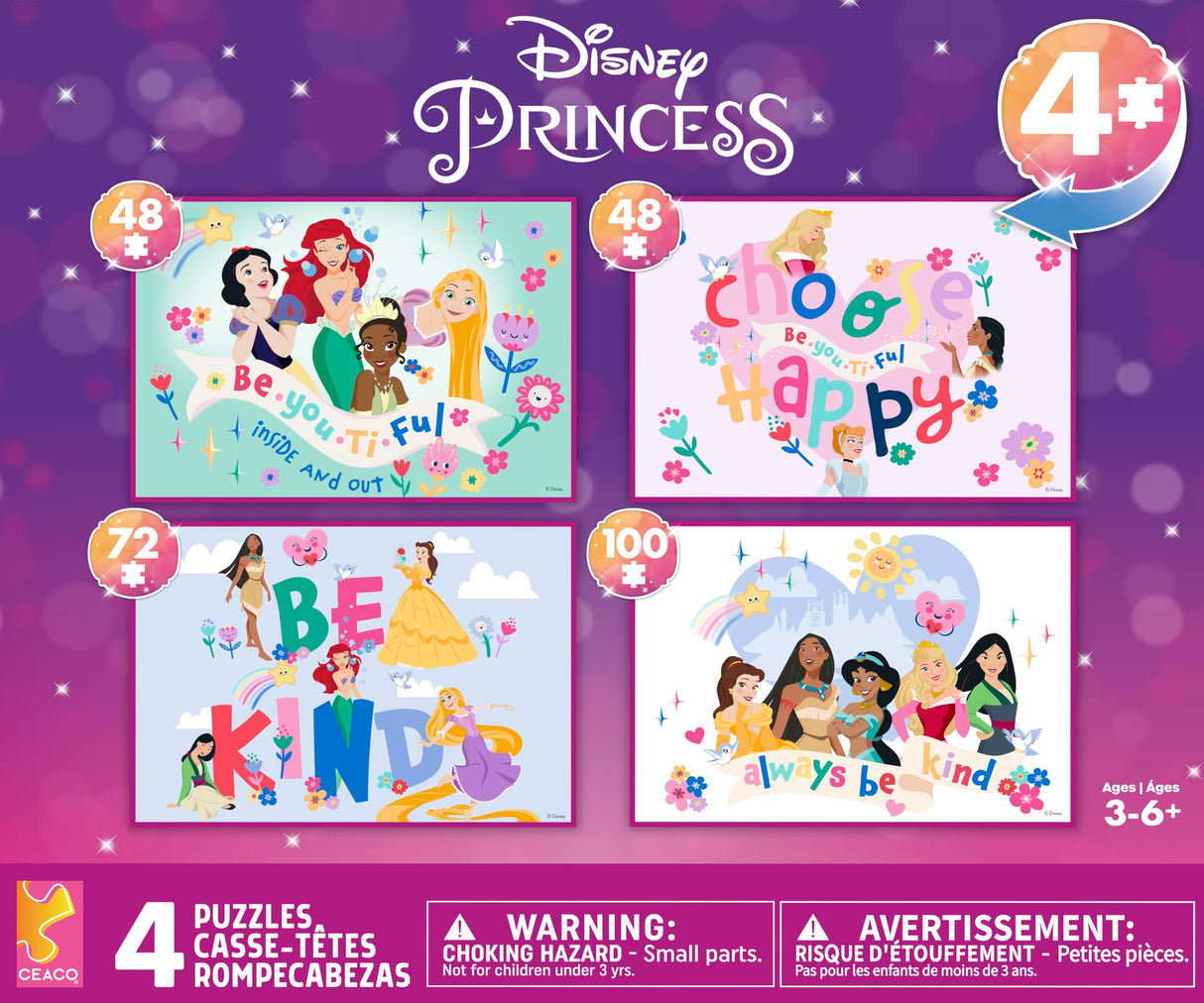 Buffalo Games - 4 X 1 Kids Multipack - Disney Princess Kids Licensed Multipack - Multi Piece Jigsaw Puzzle for Adults -Challenging Puzzle Perfect for Game Nights Buffalo Games