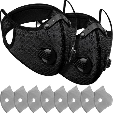 Threlaco 2 Pcs Dust Mask Breathable Reusable Respirator Mask with Activated Carbon Filters Adjustable Dust Mask for Woodworking Construction Mowing Sanding Threlaco