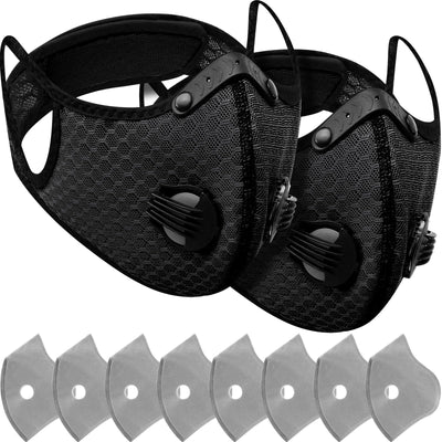 Threlaco 2 Pcs Dust Mask Breathable Reusable Respirator Mask with Activated Carbon Filters Adjustable Dust Mask for Woodworking Construction Mowing Sanding