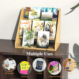 NiHome 4-Tier Bamboo & Acrylic Greeting Card Display Stand for Cards, Photos, Postcards - Durable Stylish Showcase Organizer with High-Transparency Panels for Home, Wedding & Keepsakes NiHome