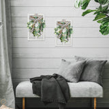 2 Pieces Farmhouse Wall Decor Wood Window Frame with Eucalyptus Wreath Rustic Farmhouse Decor Living Room Farmhouse Wall Art Plaid Bow Wood Window Decor Wooden Wall Pediments, 13. 8 x 8.9 Inch, White Namalu