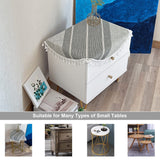 Hpxrom Rustic Small Round Tablecloth Grey Cotton Linen Large Doily Heavy Weight Burlap Table Cloth for Bedside Table Kitchen Dining Party Tabletop Decoration 24 Inch Hpxrom