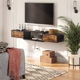 HOOBRO Floating TV Stand with Power Outlet 55", Modern Wall Mounted Media Console Shelf Cabinet for Under TV Storage, Entertainment Center, Living Room, Bedroom, Rustic Brown and Black BF11DS01 HOOBRO