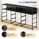 EnHomee 55" W Dresser TV Stand with Power Outlet & Lights for 65" TV, Dresser for Bedroom with 9 Fabric Drawers, TV Stand for Bedroom Dressers Console Table 55''W*11.8''*35.5'', Charcoal Black EnHomee