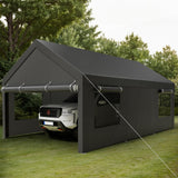 Shintenchi Carport 10' x 20' Heavy Duty Portable Garage, Car Port Canopy with Side-Opening Removable Door & Roll-Up Windows, Car Canopy for Truck,Car,Boat,Motorcycle,Grey Shintenchi